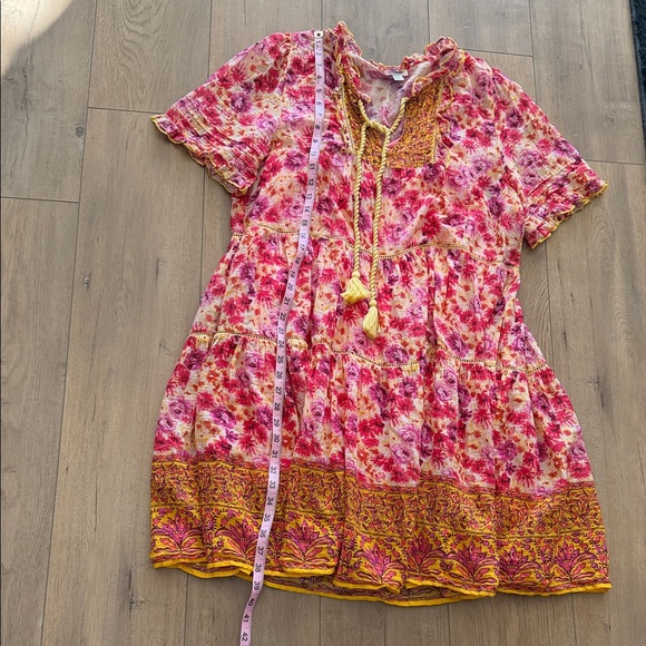 Sundance Ingrid Effortless Floral Bohemian Dress with Tassel Detail Size L Lined - Picture 11 of 12